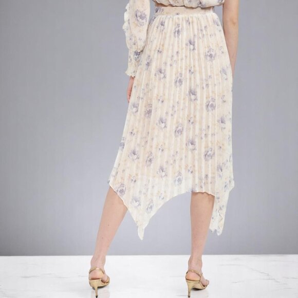 NWT En Saison Kika Blouse and Midi Skirt Set in Blue Floral - Picture 4 of 6